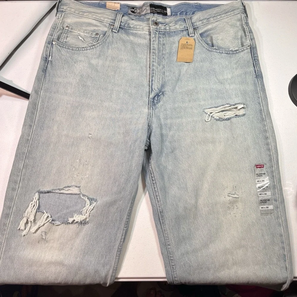 Nwt Levis SilverTab 40x30 Men's Loose 100% Cotton Tapered Leg Jeans READ MORE